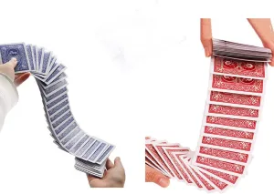 2 Pack Magic Tricks Magic Electric Deck Poker Cards Waterfall Card Magic Props Special Deck Close Up Magic with Storage Box, Ideal Gift for Novice & Professional Magicians Red & Blue