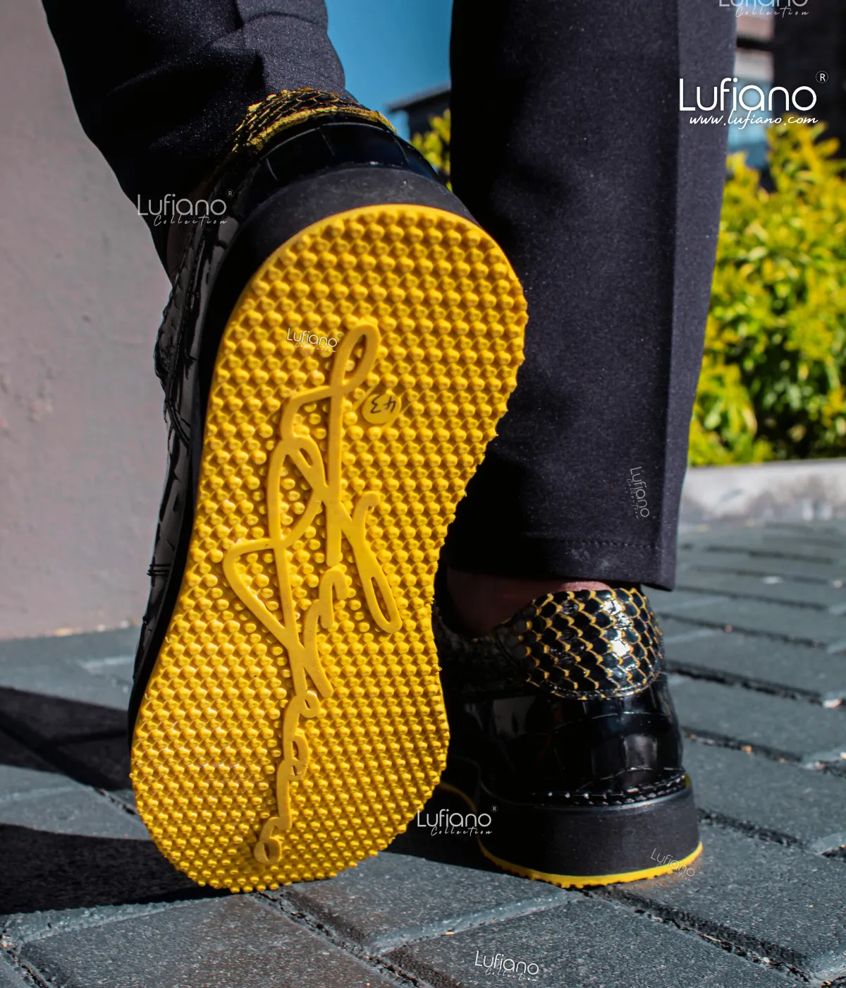 221 Lufiano Lace up : Black-Yellow