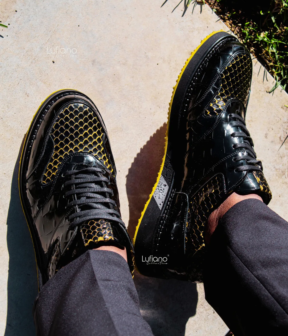 221 Lufiano Lace up : Black-Yellow