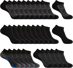 30 Pairs 4 Styles Low Cut Ankle Socks for Men – Breathable Thin Socks Bulk Pack, Fits Shoe Size 8-12