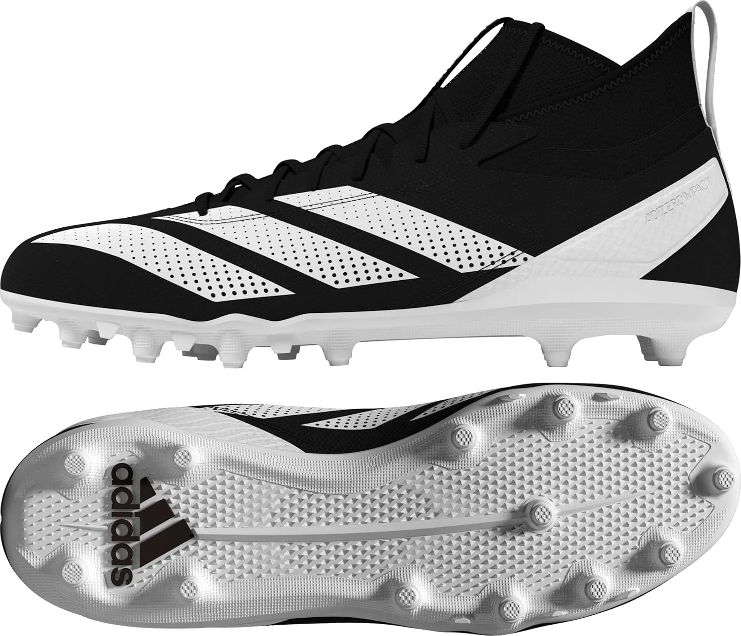 adidas Men's Adizero Impact.2 American Football Sneaker, Black/White/Black, 7