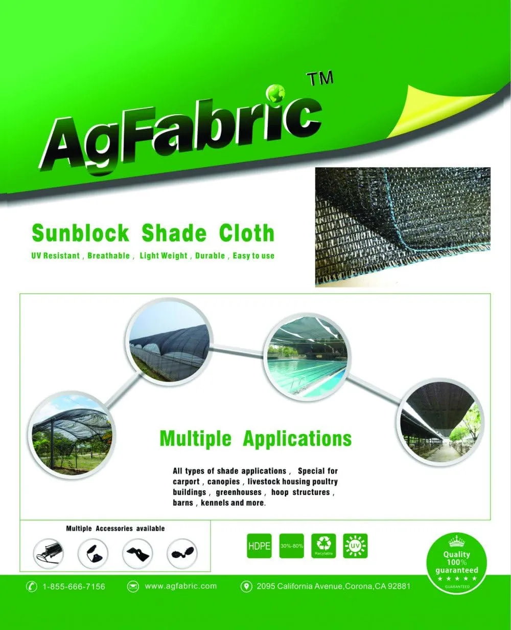 Agfabric 80% Sunblock Shade Cloth 12x20ft, Black