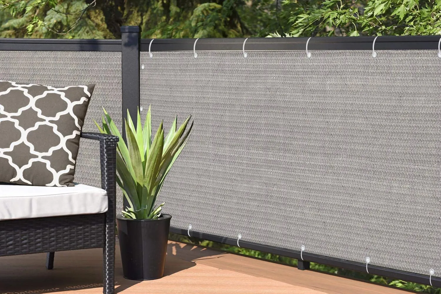 Alion Home© Elegant Windscreen Privacy Screen for Deck, Pool, Railing, Backyard Deck, Patio, Fence, Porch - Smoke Tan (3' x 9')
