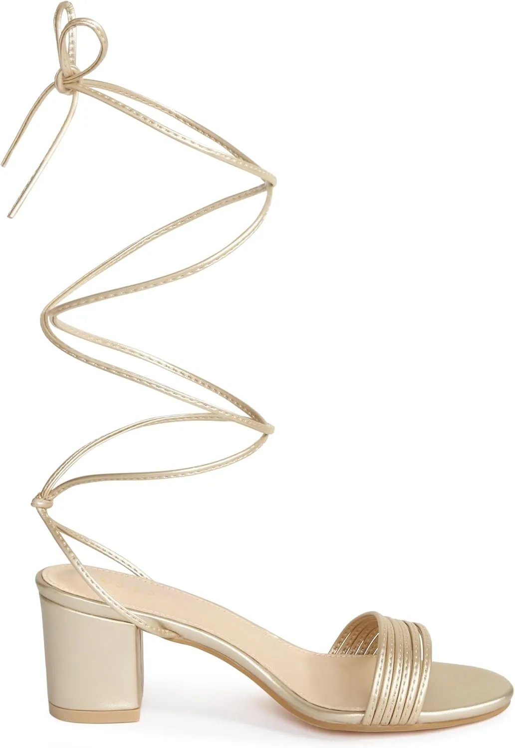 Allegra K Women's Sparkle Strappy Lace Up Block Heels Sandals