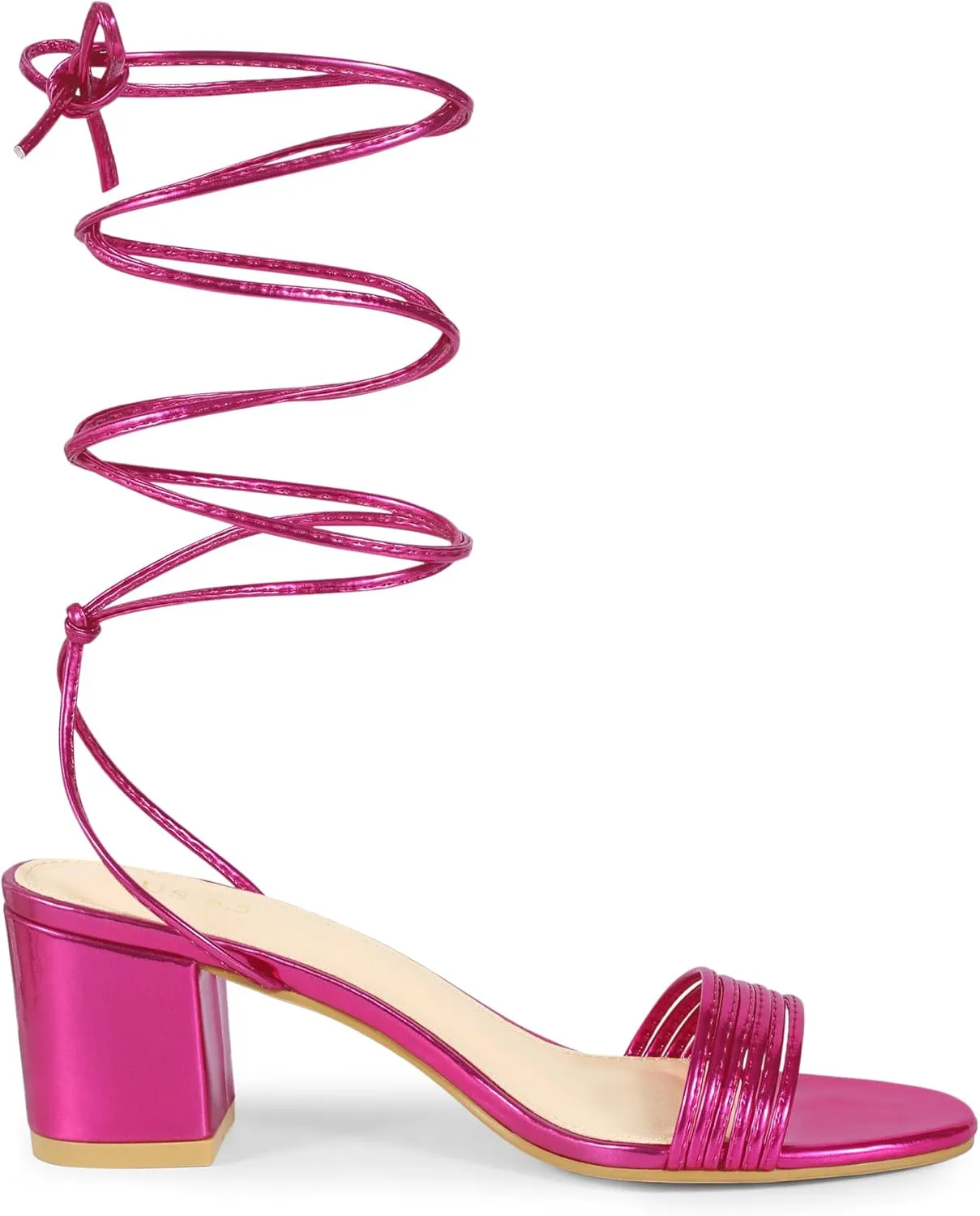 Allegra K Women's Sparkle Strappy Lace Up Block Heels Sandals