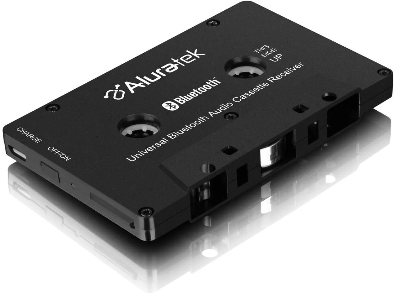 Aluratek Universal Bluetooth Audio Cassette Receiver, Built-in Rechargeable Battery, Up to 8 Hours Playtime, Audio Receiving up to 33 Feet, ABCT01F