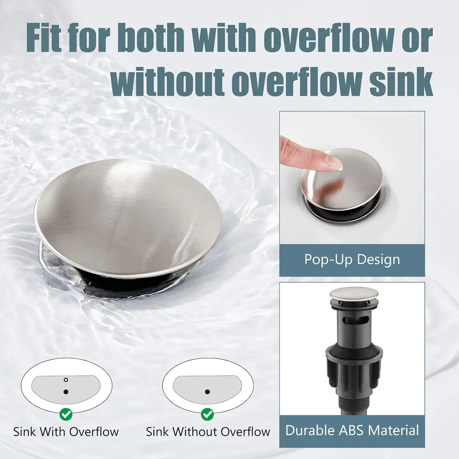 Aolemi Bathroom Sink Faucet Single Hole Cold and Hot Double Handle Cross Knobs Vanity Vessel Sink Basin Mixer Tap with Deck Cover Plate with Pop Up Drain Brushed Nickel