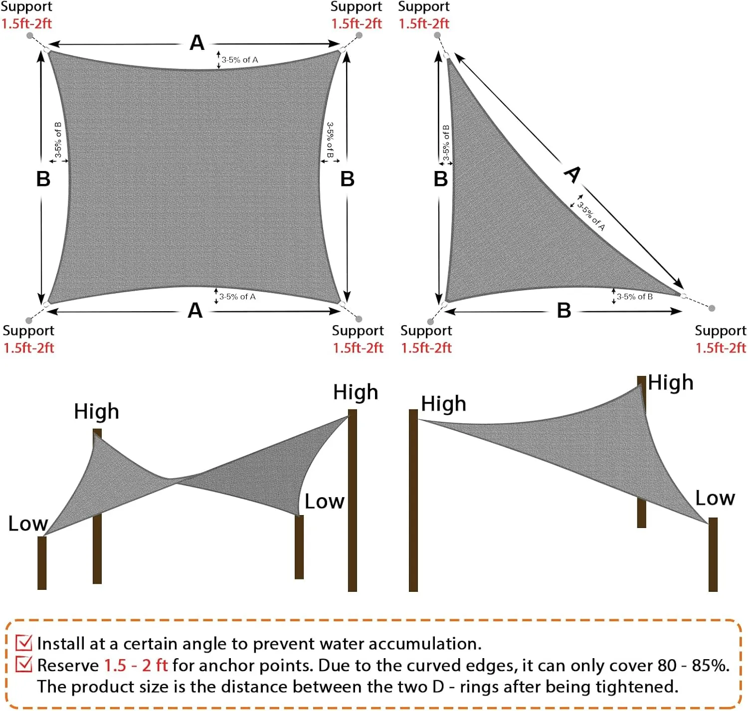 Artpuch Rectangular Breathable UV Block Sun Shade Sail Outdoor Covering Cloth for Deck, Backyard, 10'X13', Light Grey (Customized Available)