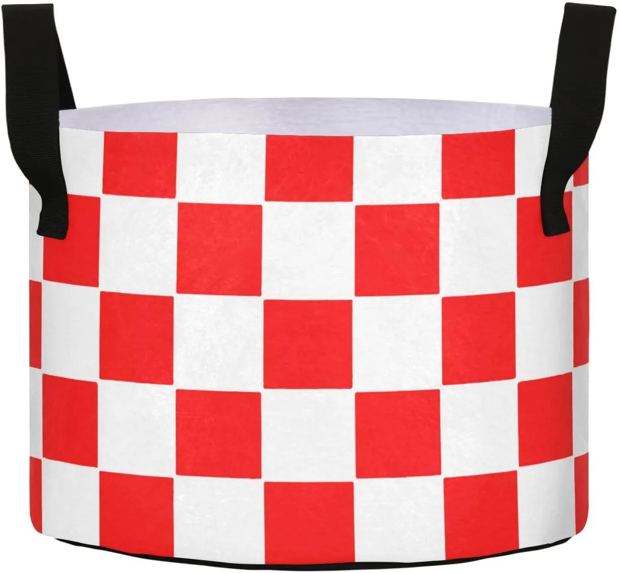Augenstern Planters Pot with Handles Classic-red-White-Checkered Plant Grow Bag Movable Raised Garden Bed