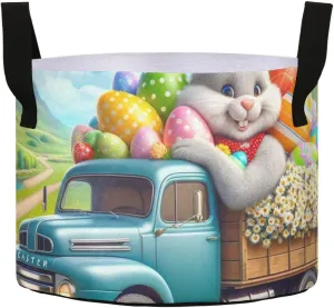 Augenstern Planters Pot with Handles Easter-Rabbit-Daisies-Eggs Plant Grow Bag Movable Raised Garden Bed