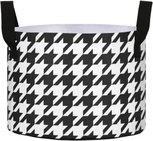Augenstern Planters Pot with Handles Houndstooth-Tartan-Black-White Plant Grow Bag Movable Raised Garden Bed