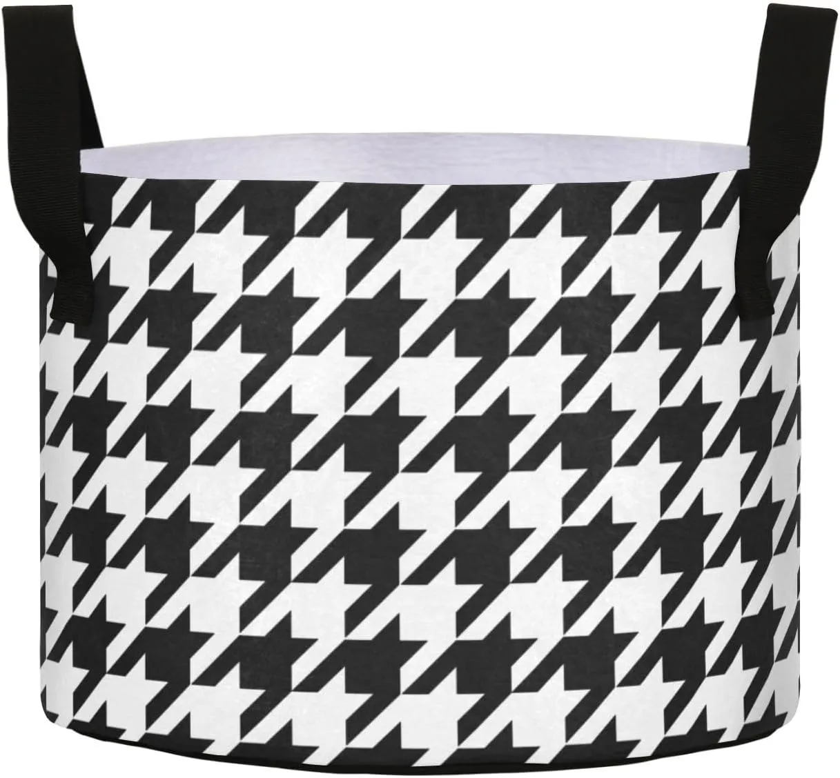 Augenstern Planters Pot with Handles Houndstooth-Tartan-Black-White Plant Grow Bag Movable Raised Garden Bed