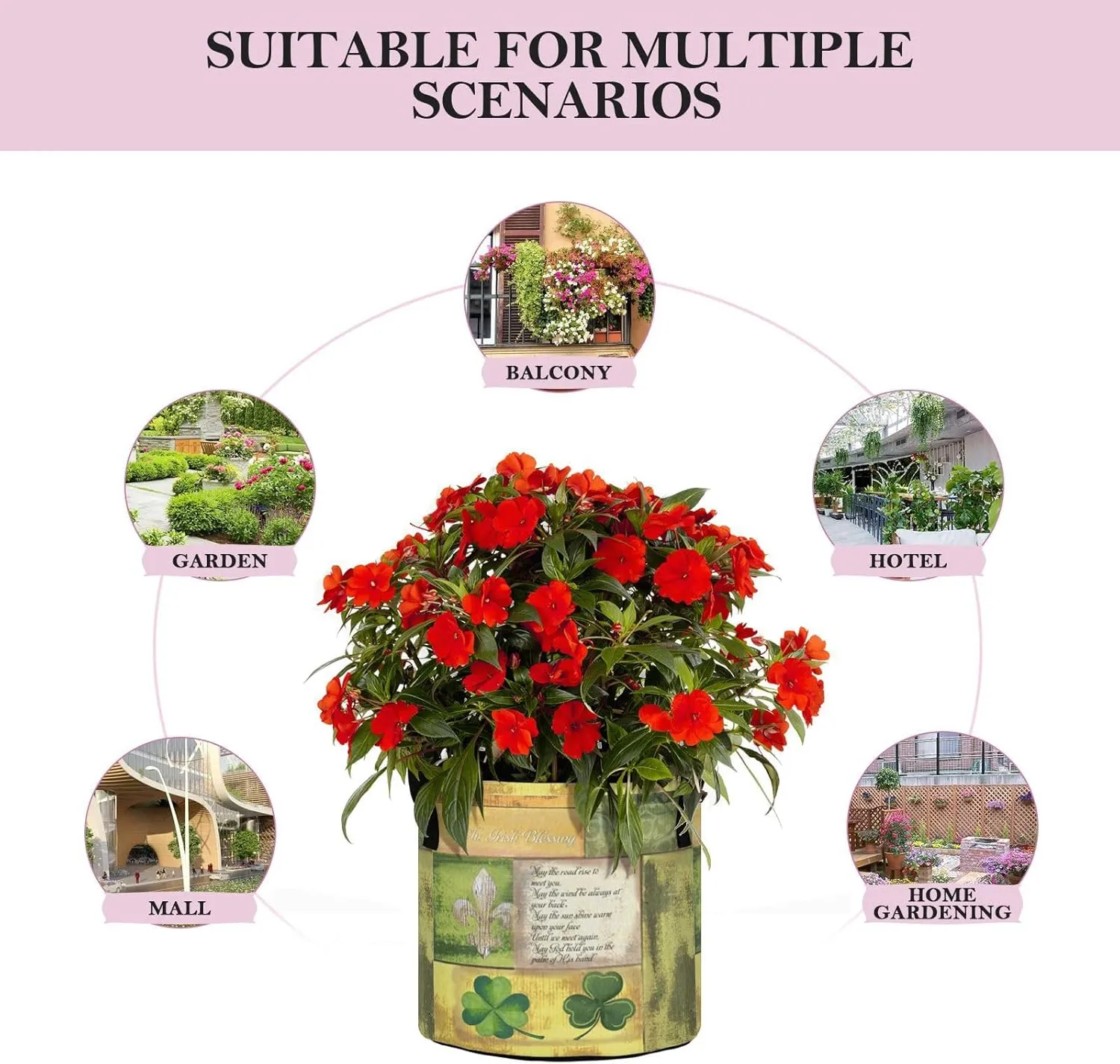 Augenstern Planters Pot with Handles Irish-st-Patrick-Fleur-de-lis Plant Grow Bag Movable Raised Garden Bed