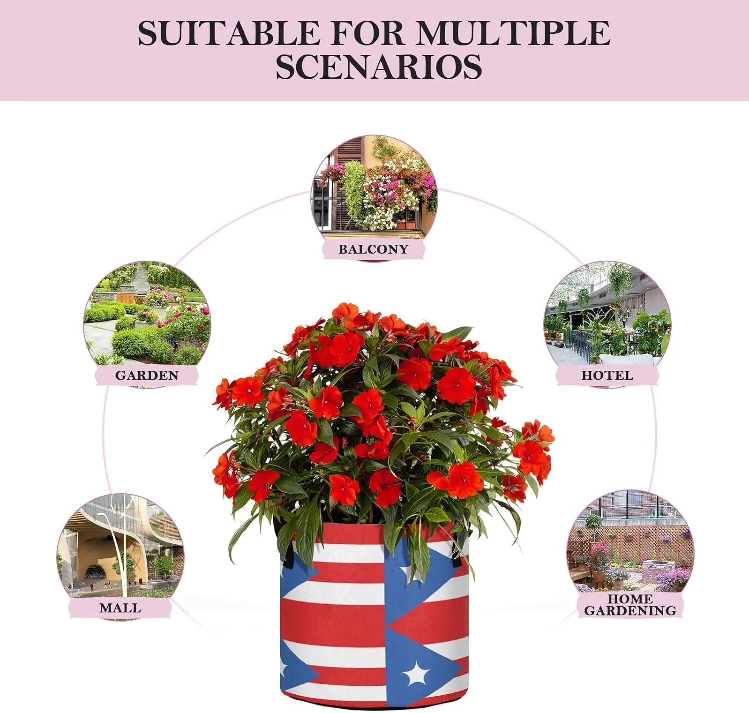 Augenstern Planters Pot with Handles Puerto-rico-Flag Plant Grow Bag Movable Raised Garden Bed