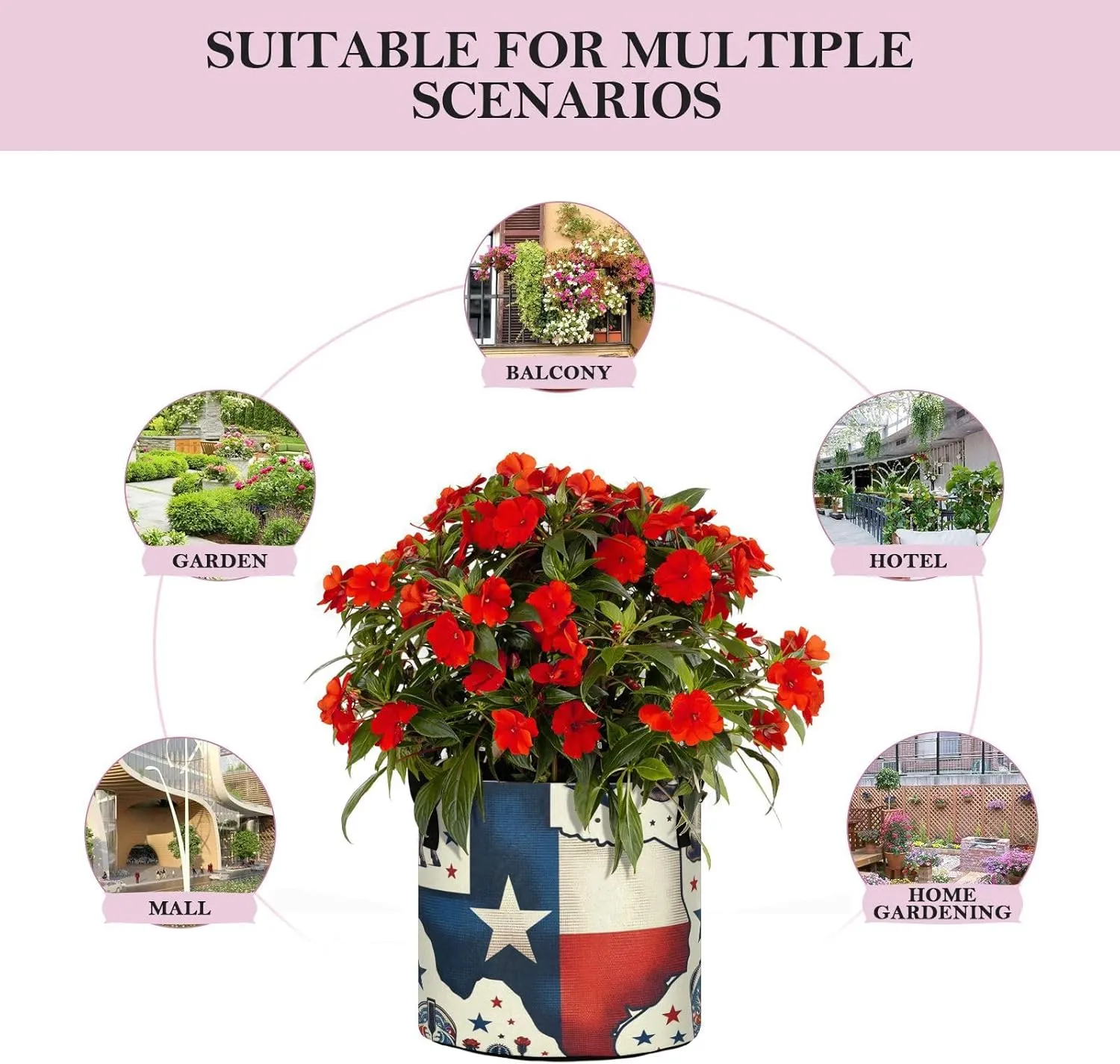 Augenstern Planters Pot with Handles Texas-The-Long-Star-Flag Plant Grow Bag Movable Raised Garden Bed