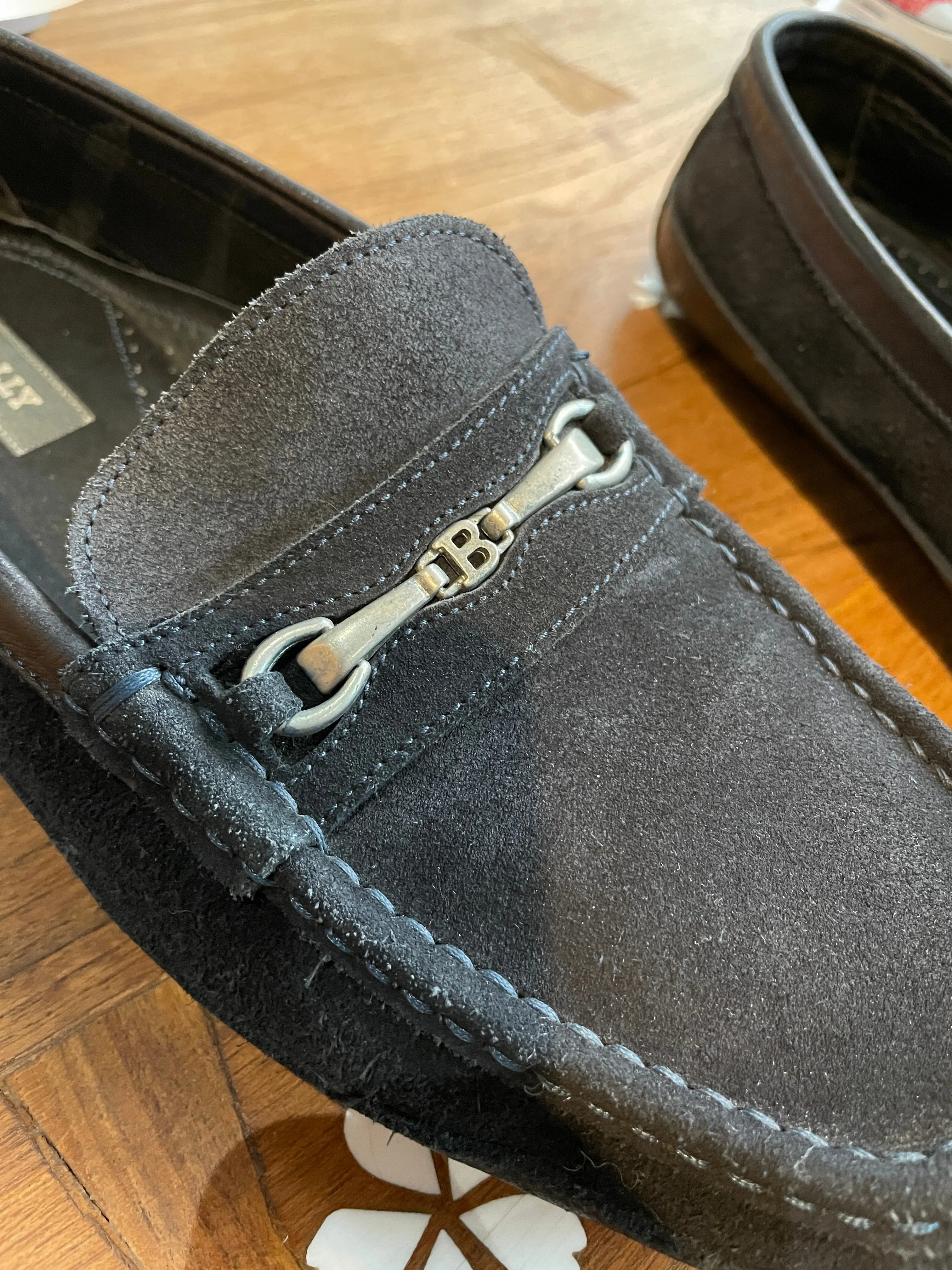 bally frascaro blue suede driving loafer
