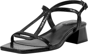 Bandolino Women's PRIMADON Heeled Sandal, Black Snake 001, 9