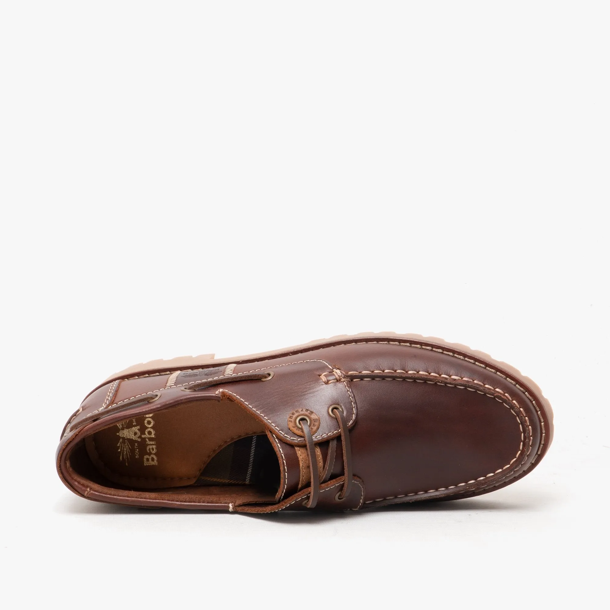 Barbour STERN Mens Leather Deck Shoes Mahogany