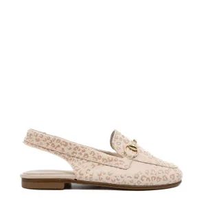 Beberlis Rose Leopard Elastic Slingback