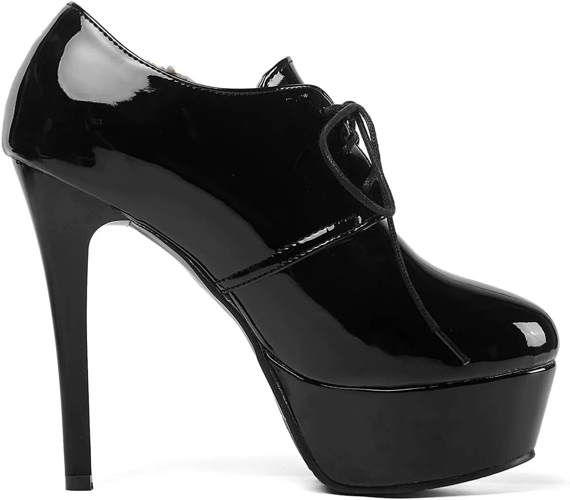 Betastella Women's Chunky Platform Booties Lace Up High Block Heel Ankle Boots