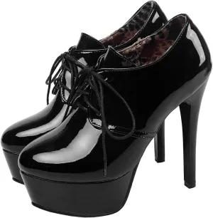 Betastella Women's Chunky Platform Booties Lace Up High Block Heel Ankle Boots