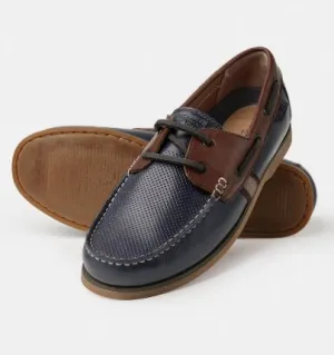 Birch Navy & Brown Leather Boat Deck Shoe