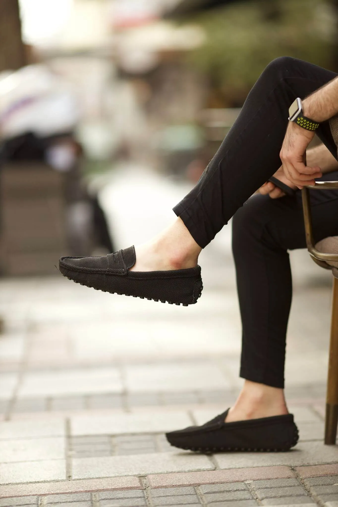 Black Knitted Driving Loafers