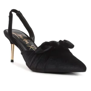 Black Velvet High Heeled Mule Sandals
