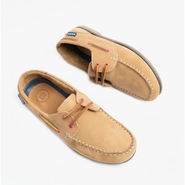 Blakeseys SOPHIE Womens Leather Deck Shoes Tan/Pink