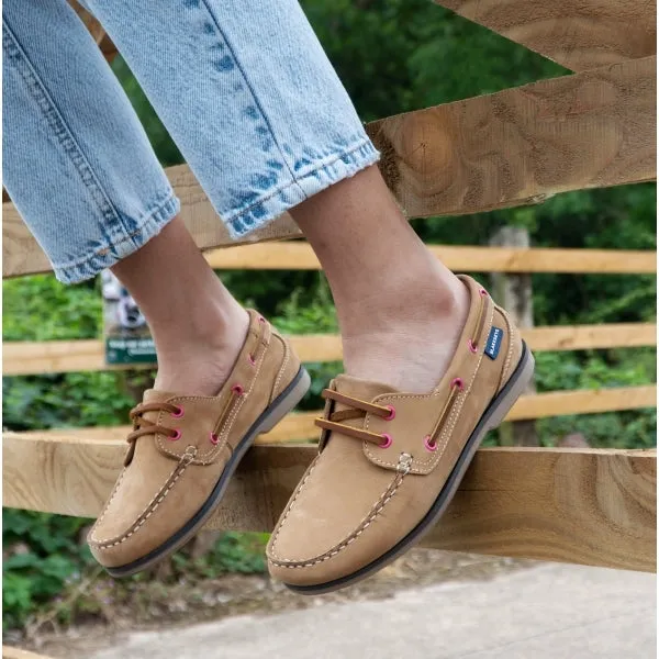 Blakeseys SOPHIE Womens Leather Deck Shoes Tan/Pink