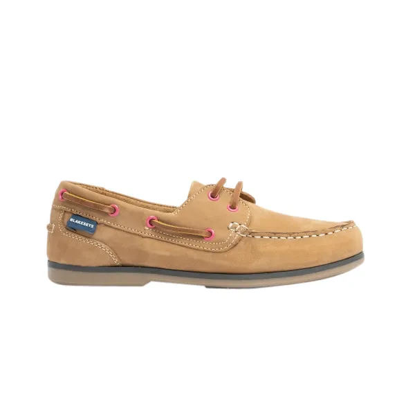 Blakeseys SOPHIE Womens Leather Deck Shoes Tan/Pink