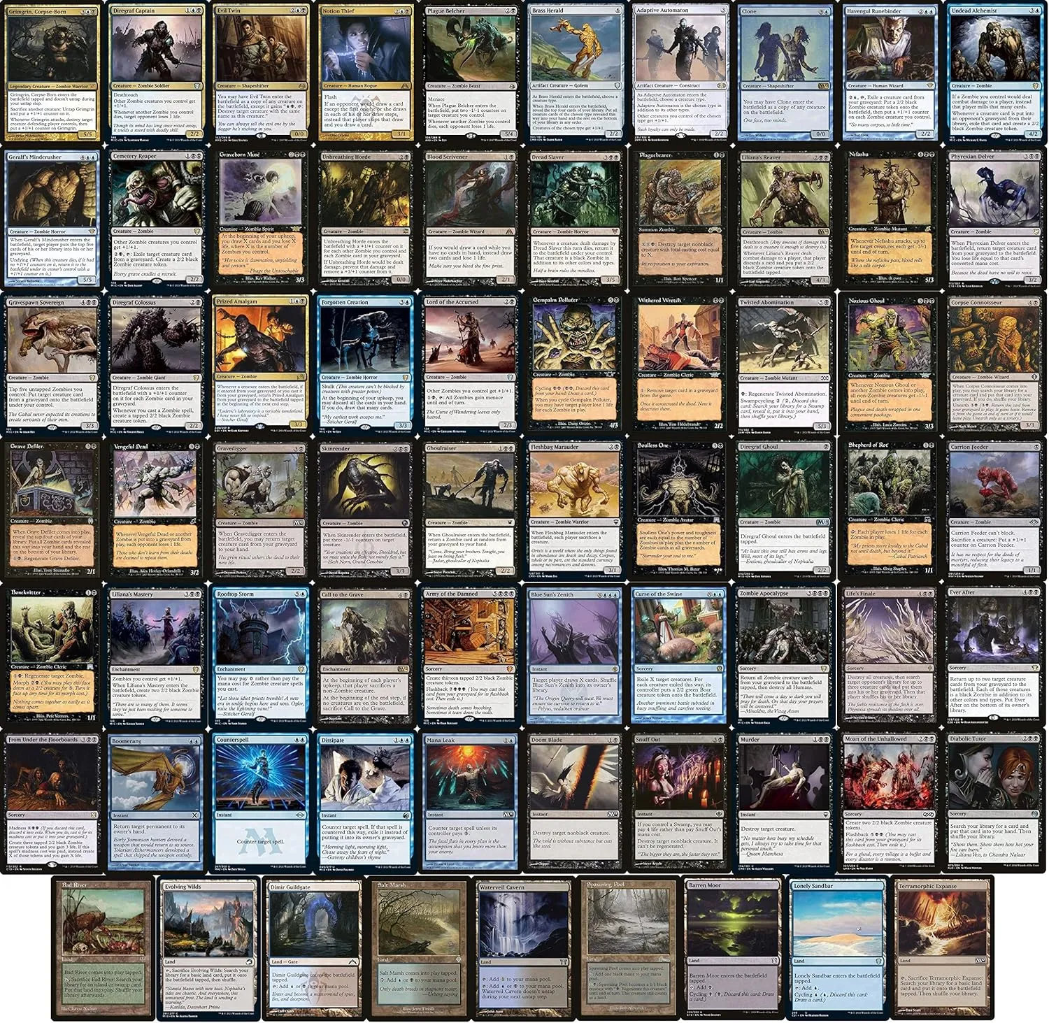 Blue/Black Zombie EDH Deck - Custom Build - Elite - MTG - Commander - 100 Card