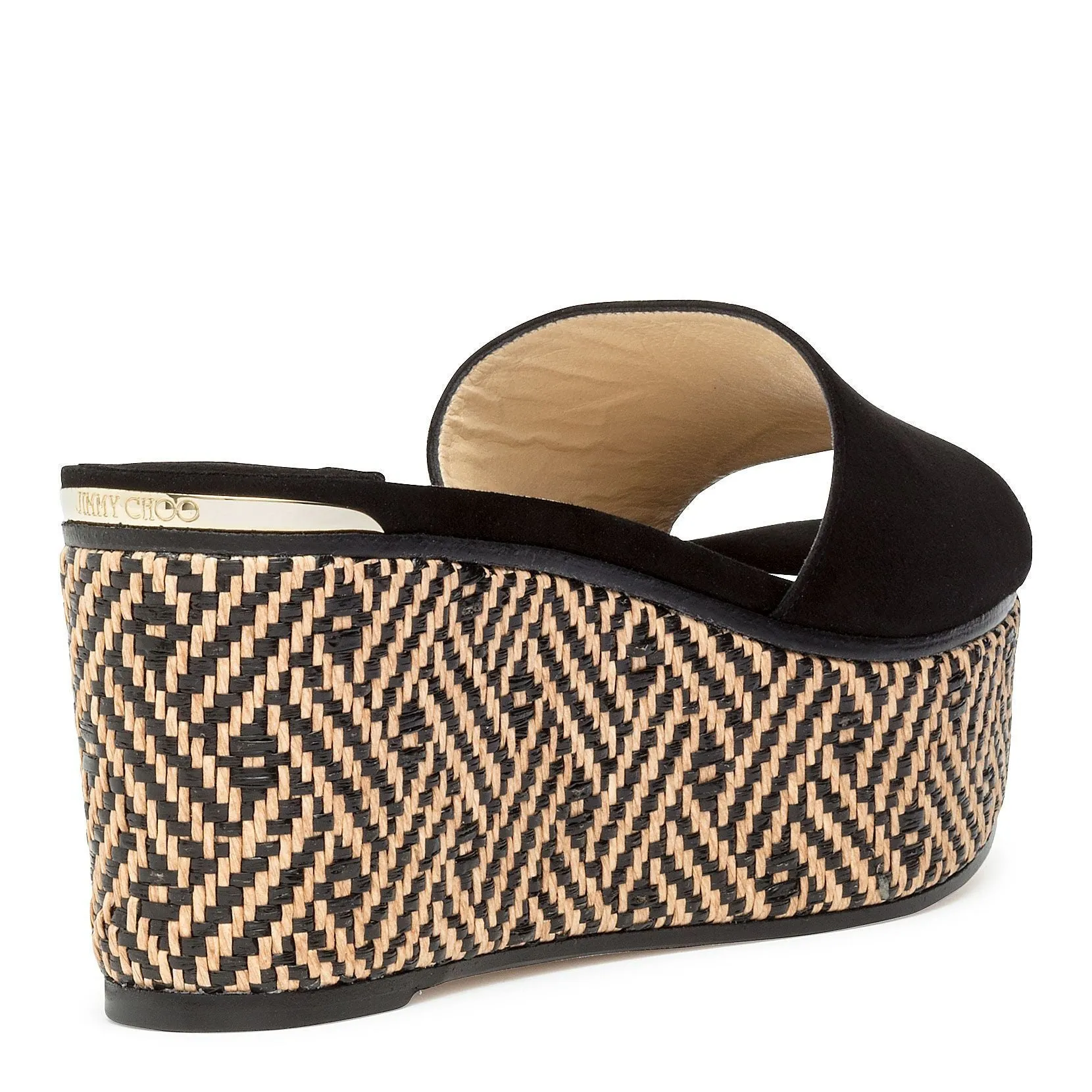 Braided raffia and suede mule wedges