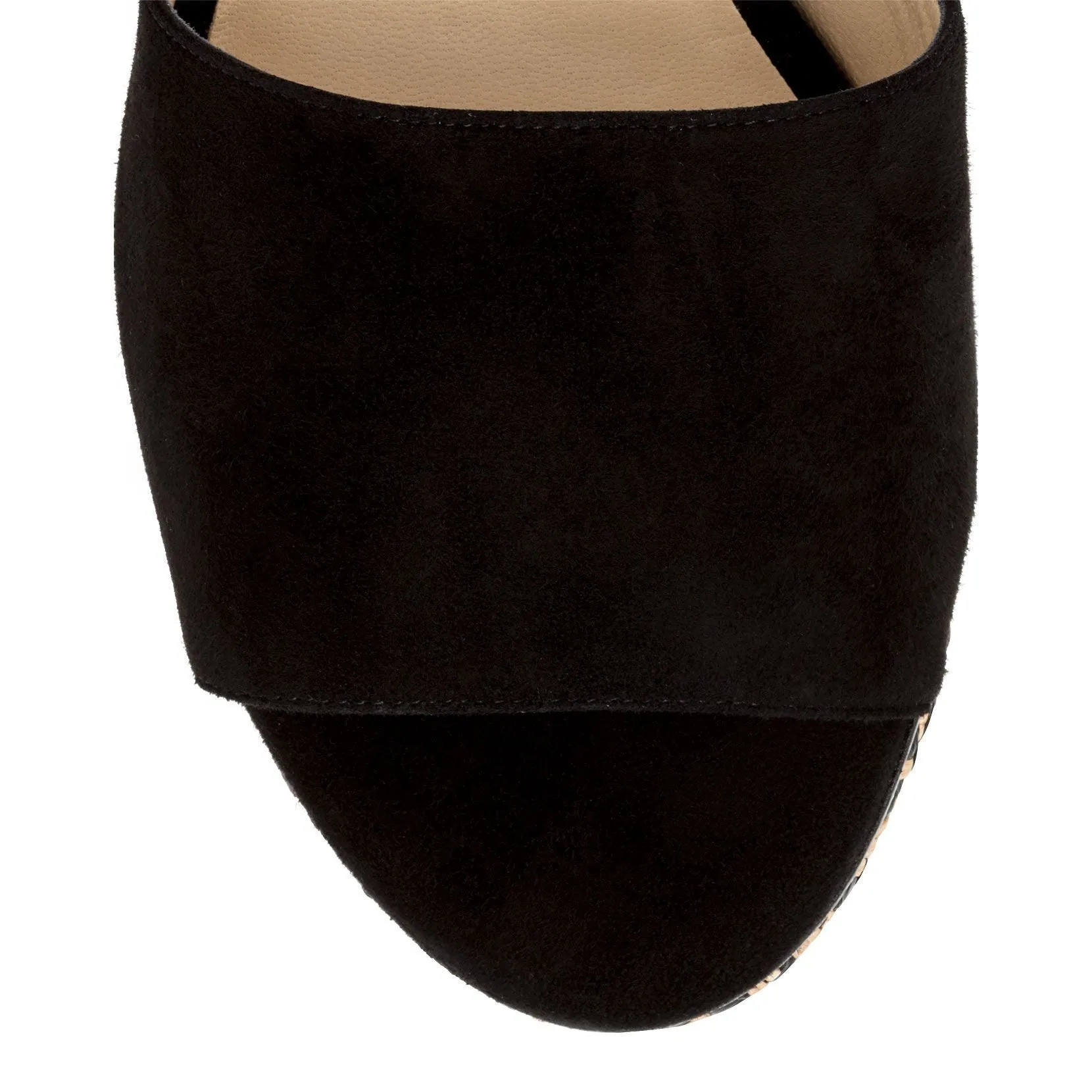 Braided raffia and suede mule wedges