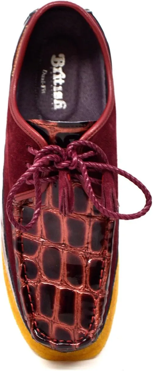 British Collection - Crown Croc Suede and Croc Lace Up Men Shoes