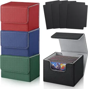 Card Deck Boxs Fit for MTG Deck Box with Black Card Dividers, 4 Pack Horizontal Leather Deck Cards Box for TCG Magic Commander Trading Card Decks Storage Box