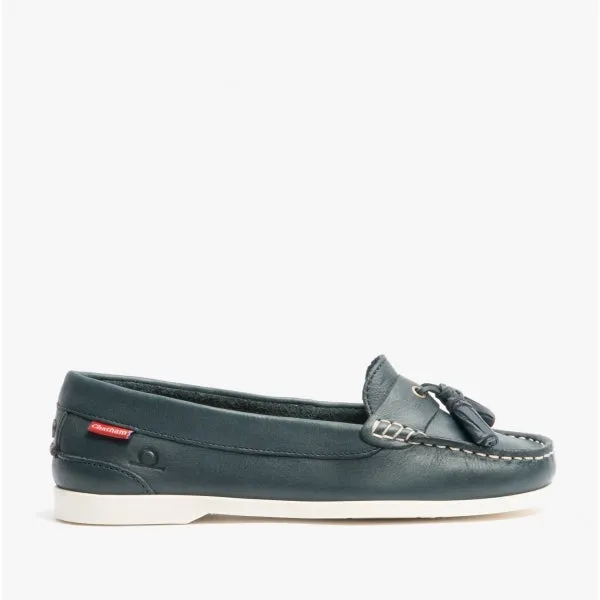 Chatham ARORA Womens Leather Tassel Loafers Navy