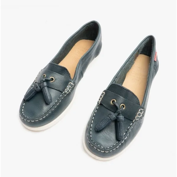 Chatham ARORA Womens Leather Tassel Loafers Navy
