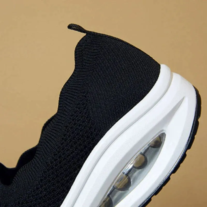 Comfortable Women's Shoes – Ergonomic Knit Air Sneakers with Thick Sole & Bow