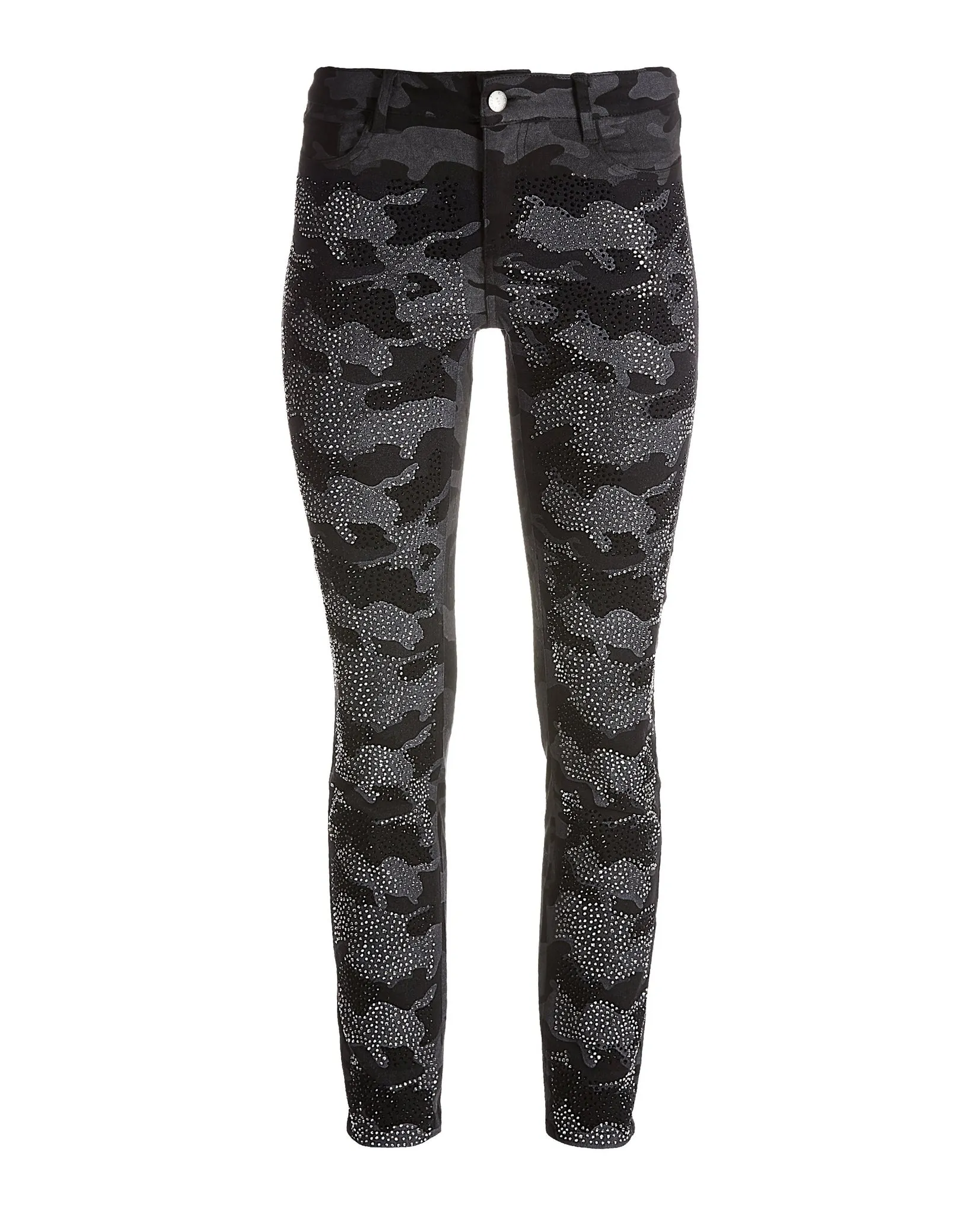 Crystal Embellished Camo Ankle Jean Black/Gray