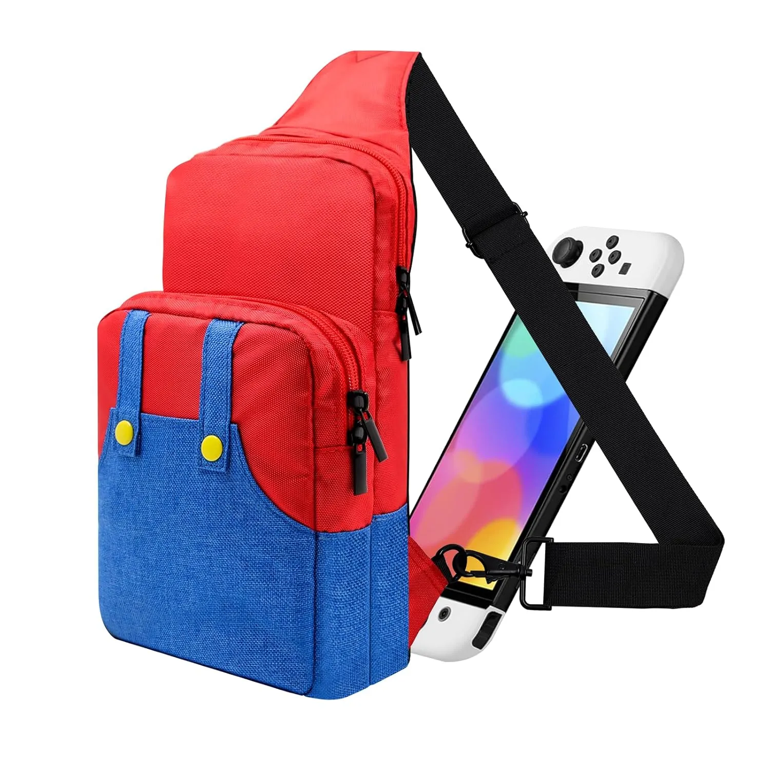 Cute Travel Bag for Nintendo Switch/Lite/OLED/Steam Deck, Small Sling Portable Waterproof Backpack Carrying Crossbody Shoulder Chest Gaming Bag Case for NS SD Console Dock Joy-Cons Accessories Storage