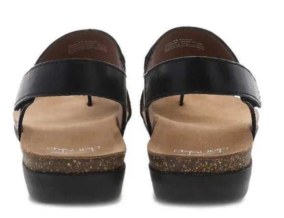Dansko Reece Black Waxy Burnished Womens Casual Leather Sandals 6024-470200