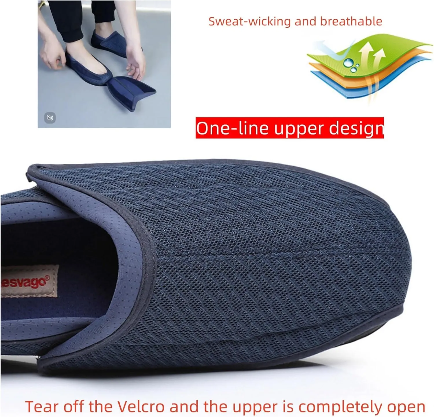 Diabetic Foot Shoes,Special Shoes for Hallux Valgus,Loose,Widened and Enlarged,Suitable for Swollen Feet,Deformed Feet,Diabetic Patients,Gout Edema,Swollen Feet of The Elderly