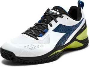 Diadora Blushield Torneo 2 Clay, Color: White/Deja Vu Blue/Black, Size: 10.5 (101.179504D0620.10.5)