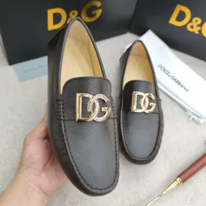 DOLCE & GABBANA || DG Logo Signature Leather Driving Shoes