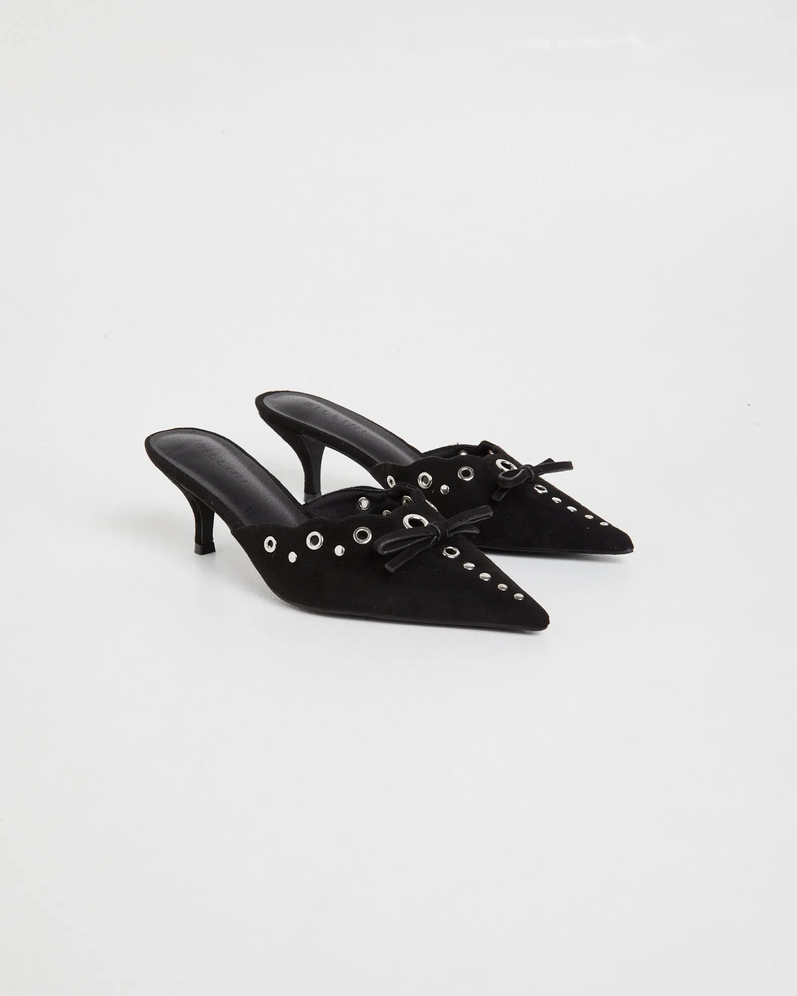 Elio Pointed Mule Black Suede