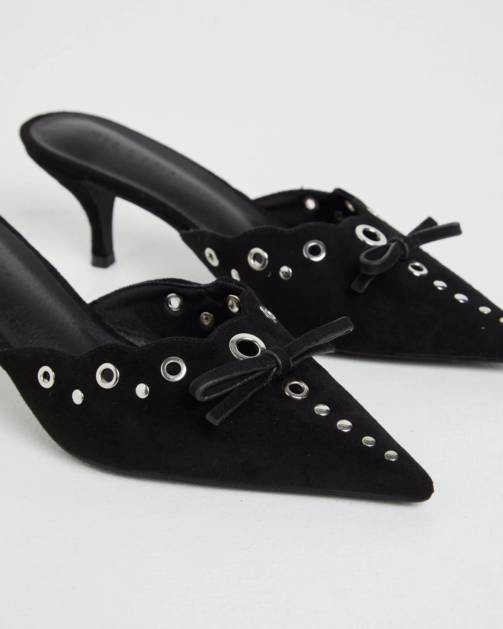 Elio Pointed Mule Black Suede