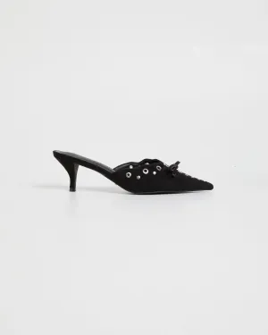 Elio Pointed Mule Black Suede