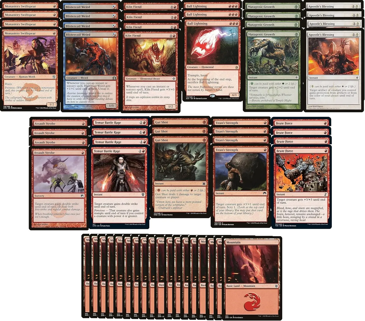 Elite Mono Red Aggro Deck - Monastery Swiftspear - Modern Legal - Custom Built - Magic The Gathering - MTG - 60 Card