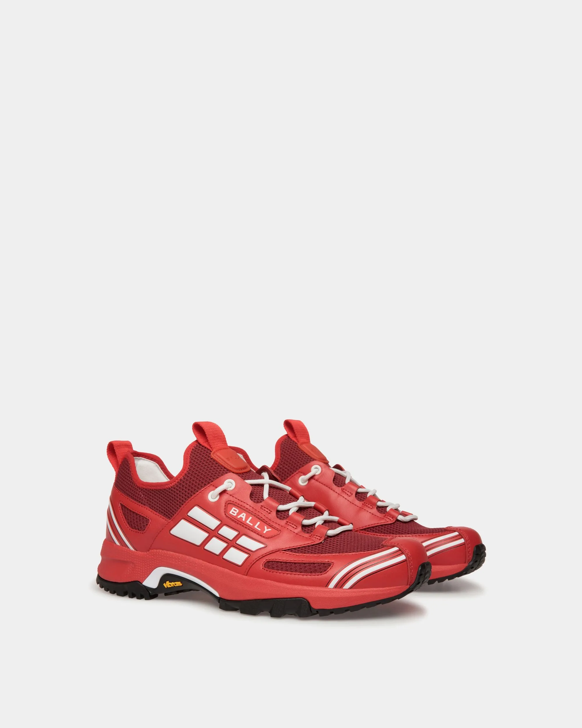 Faster Sneaker in Red Leather and Knit